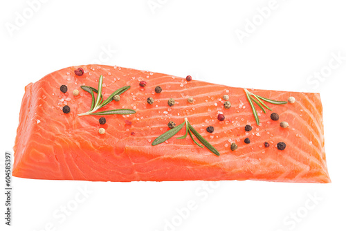raw salmon, fish isolated on white background, full depth of field