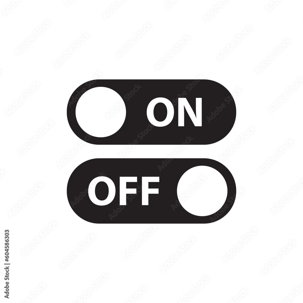 On off vector icon. Switch button flat sign design. On Off switch symbol pictogram. Power button icon. UX UI icon On off vector icon. Switch button flat sign design. On Off switch symbol pictogram. Power button icon. UX UI icon