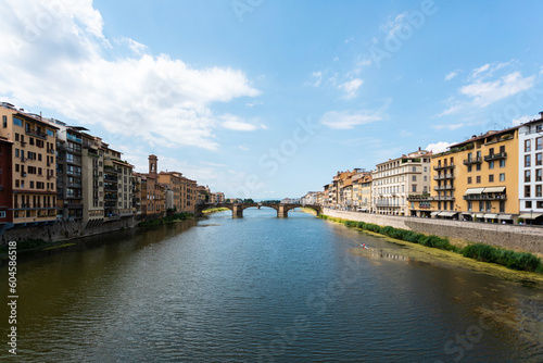 View of the Arno River from the Ponte Vecchio in Florence, Italy © LALSSTOCK