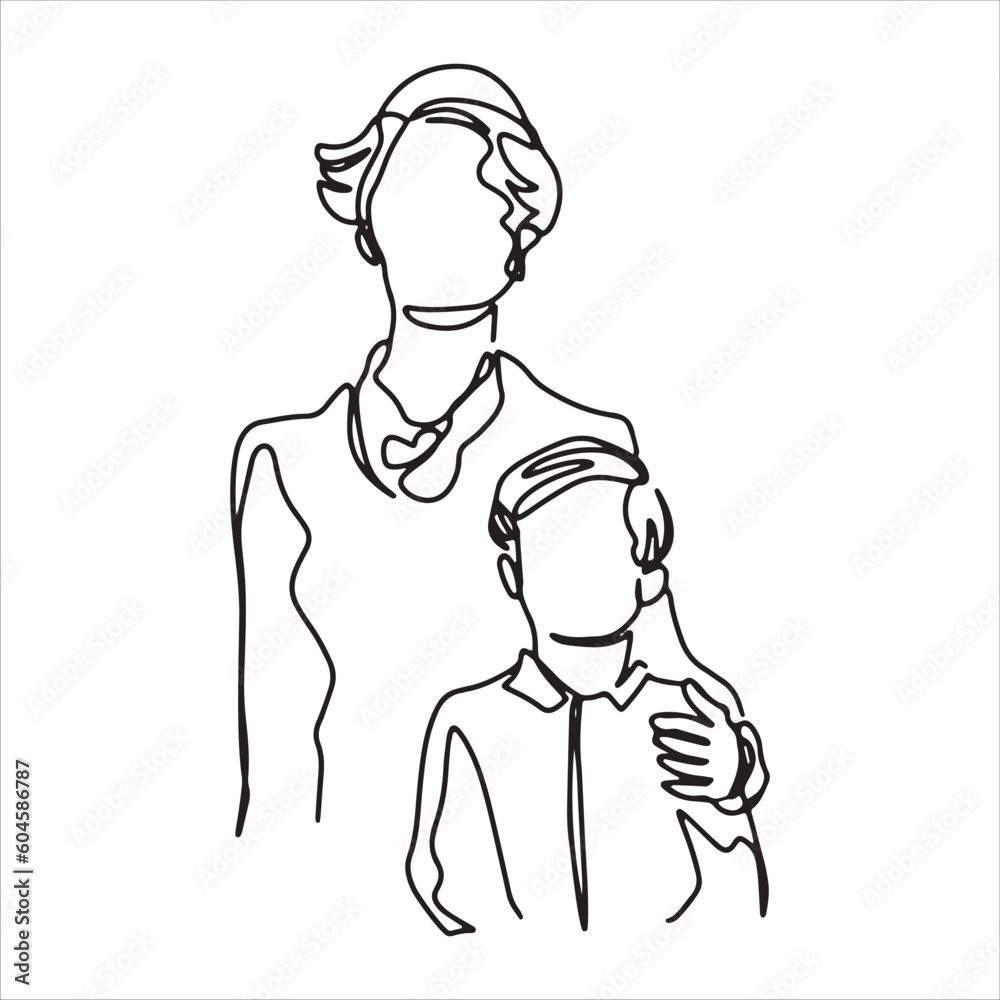 continuous line one line mothers day mother and child side by side love warmth family hand drawn illustration vector continuous line one line mothers day mother and child side by side love warmth family hand drawn illustration vector