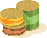 Canned Food, Isolated Background.