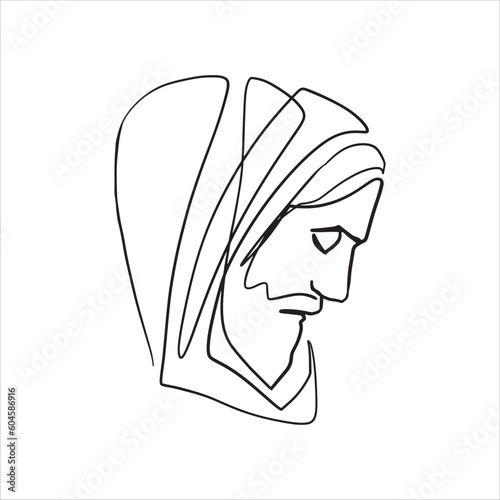 Continuous line drawing of Jesus Christ vector illustration of Bible words