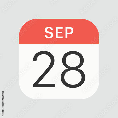 September 28 icon isolated on background. Calendar symbol modern, simple, vector, icon for website design, mobile app, ui. Vector Illustration
