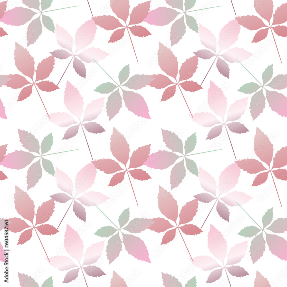 Chestnut leaf seamless pattern. Foliage gradient design vector illustration.