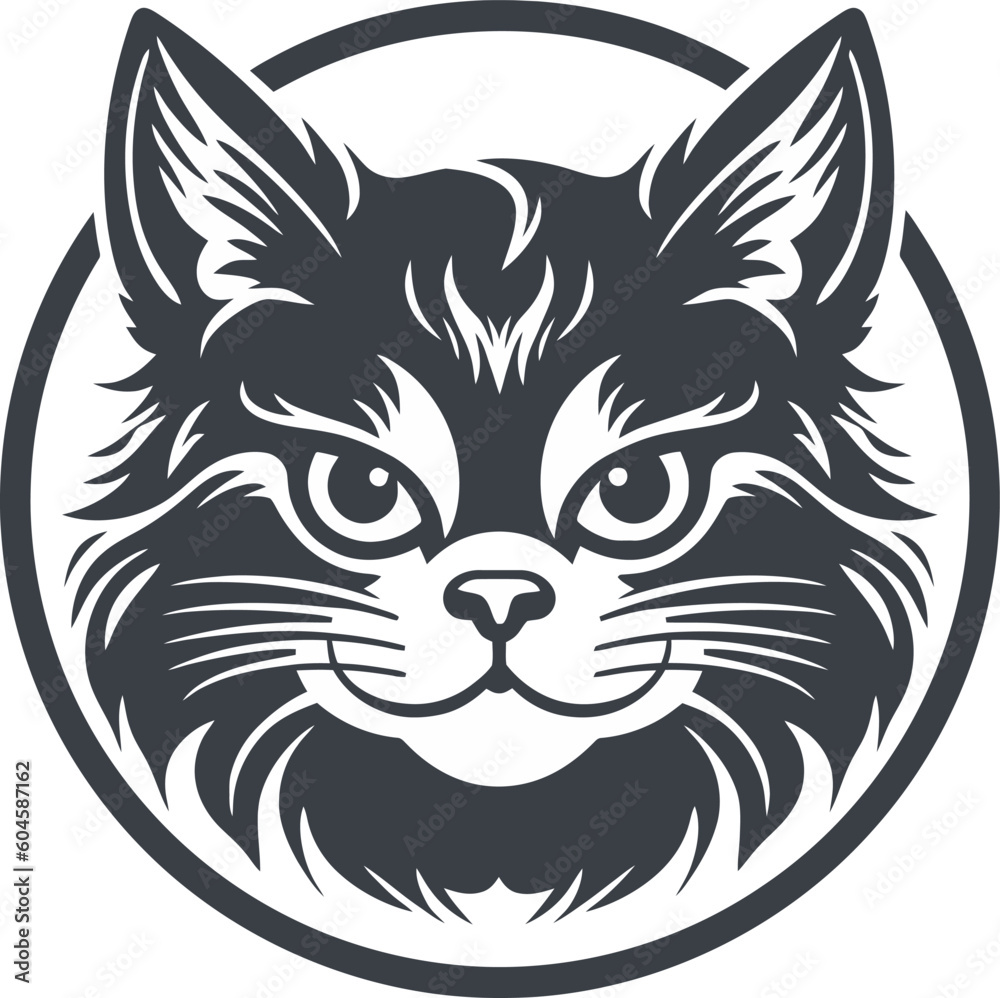 Elegant Black and White Cat Vector Logo Design: Capture the Charm and Sophistication