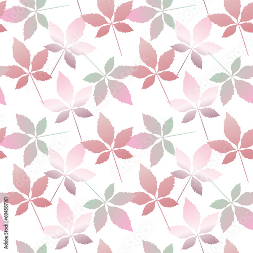 Chestnut leaf seamless pattern. Foliage gradient design vector illustration.