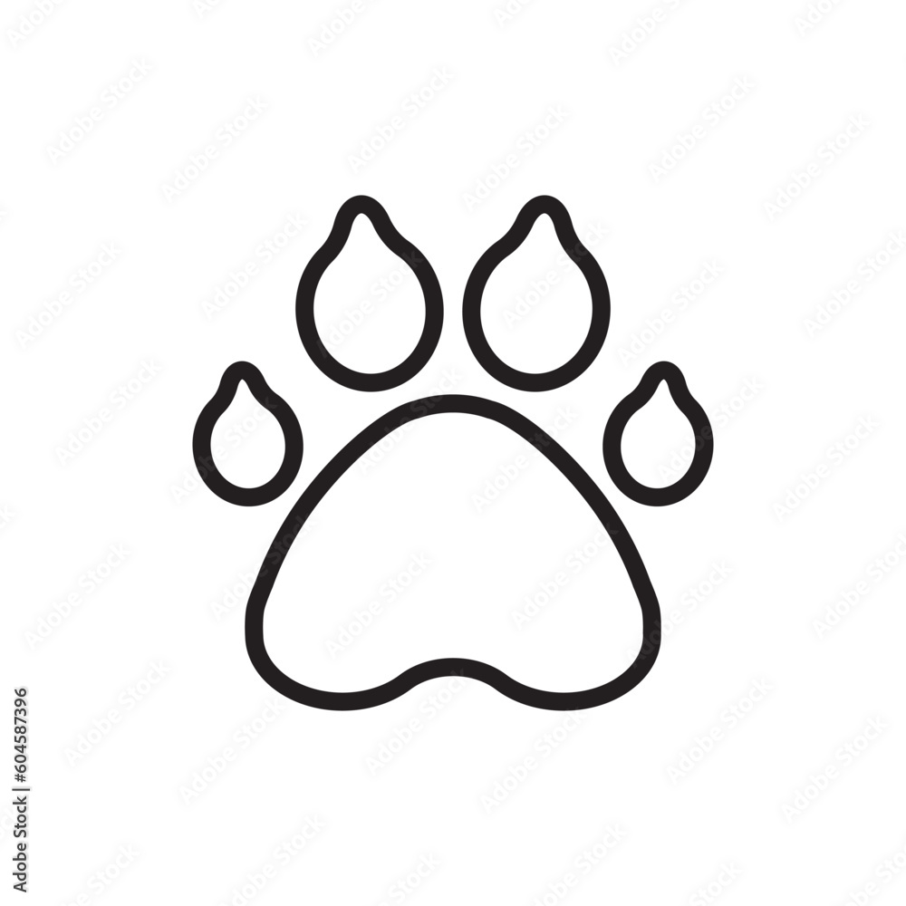 Paw vector icon. Animal paw icon. Dog and cat paw sign. Paw print symbol. Pet concept symbol pictogram. UX UI icon