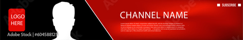 Youtube Channel Red and Black Horizontal Cover. Banner with Nickname. The header for Social Media Account with Transparent Background. Vector illustration