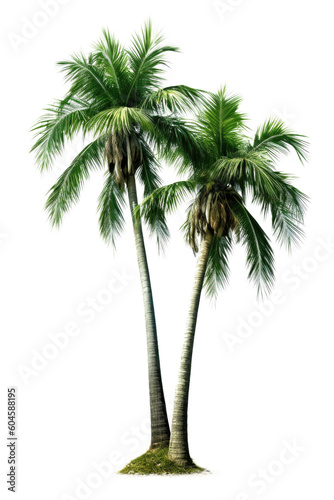 Twin Palm Tree Isolated on Transparent Background - Generative AI 