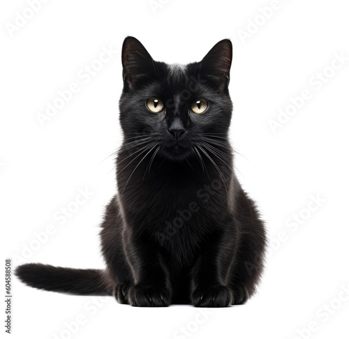 Black Cat Isolated on Transparent Background - Generative AI 