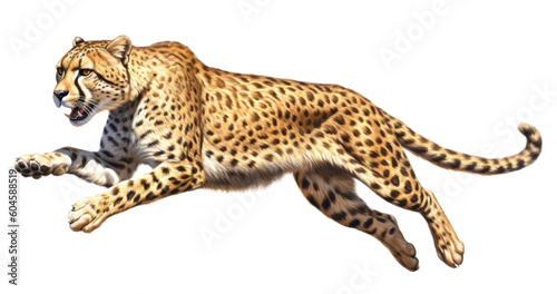 Leinwand Poster Cheetah Running Isolated on Transparent Background - Generative AI