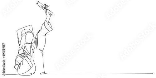 Graduation women line art style vector illustration