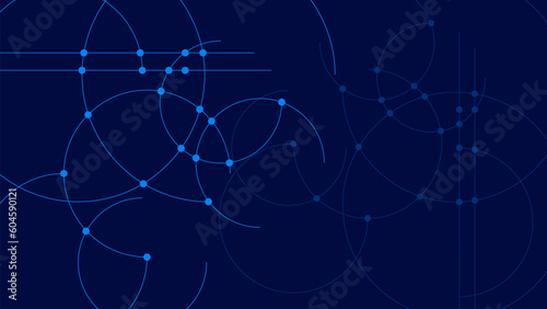 Abstract lines and circle futuristic data network or digital communication technology concept background