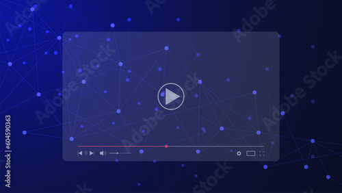 Video streaming with dots and lines connection. Internet technology for landing page and web background design