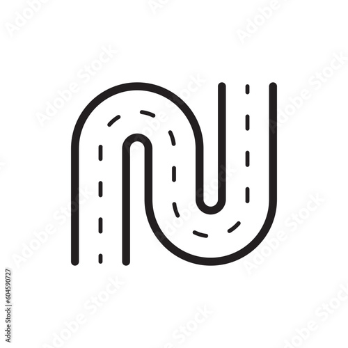 Road vector icon. Highway flat sign design. Asphalt road symbol pictogram. UX UI icon