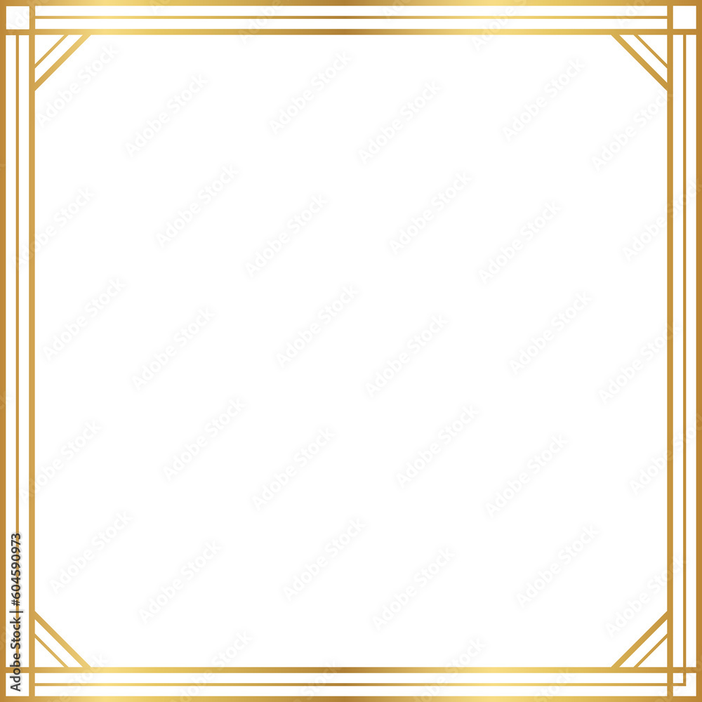 Art deco square gold linear frame for social media post, stories, card, png isolated with transparent background. Art deco square gold linear frame for social media post, stories, card, png isolated with transparent background.