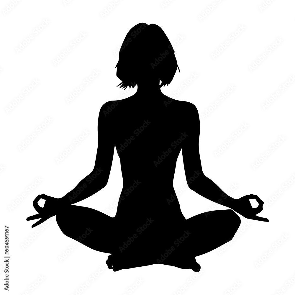 Vector illustration. Silhouette of a woman doing yoga. Healthy lifestyle. Vector illustration. Silhouette of a woman doing yoga. Healthy lifestyle.