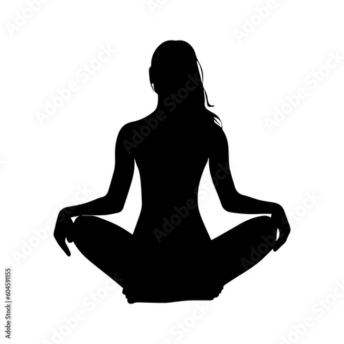 Vector illustration. Silhouette of a woman doing yoga. Healthy lifestyle.