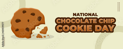 National Chocolate Chip Cookie Day on 04 August Banner Background. Horizontal Banner Template Design. Vector Illustration