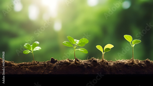 Growth Trees concept Coffee bean seedlings nature background Beautiful green