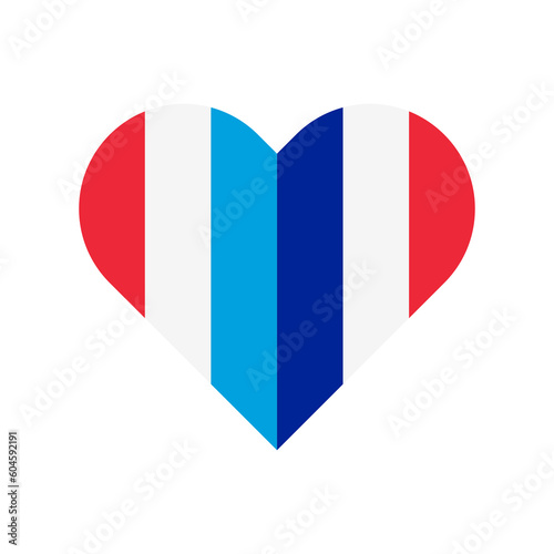 unity concept. heart shape icon of luxembourg and france flags. vector illustration isolated on white background