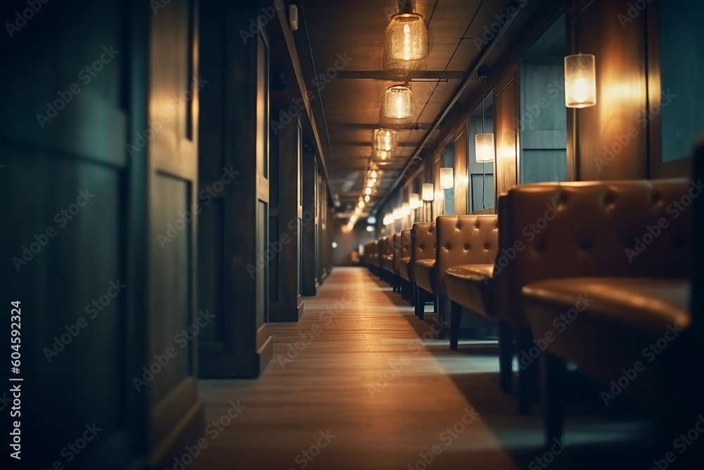 Blur image background of corridor in bar and lounge image, Generative AI