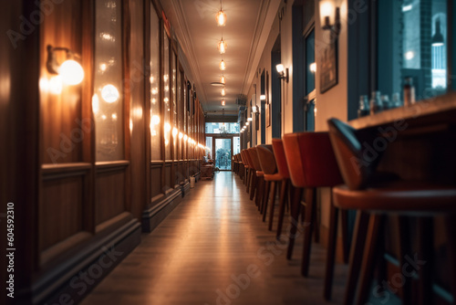 Blur image background of corridor in bar and lounge image  Generative AI