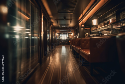Blur image background of corridor in bar and lounge image, Generative AI