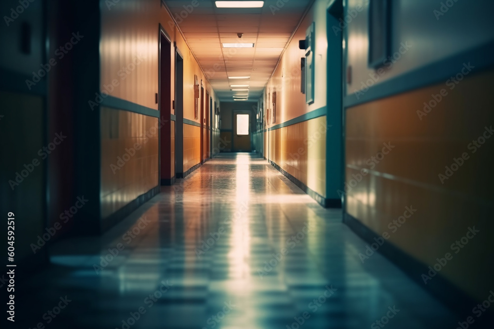 Blur image background of the corridor in playground image, Generative AI Blur image background of the corridor in playground image, Generative AI