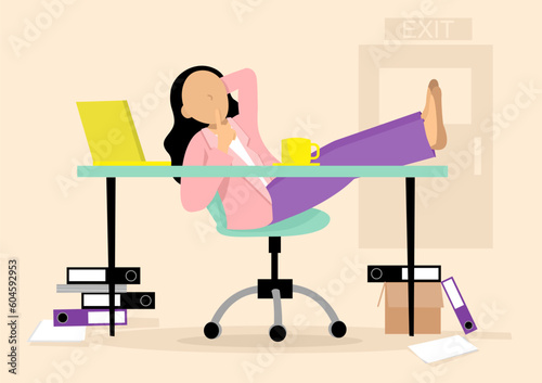 Businessperson Quiet Quitting in the office