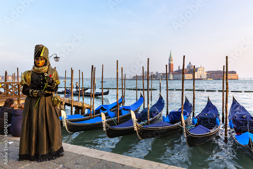 Gorgeous image of carnival masks in Riva degli Schiavoni, Venice © lapas77
