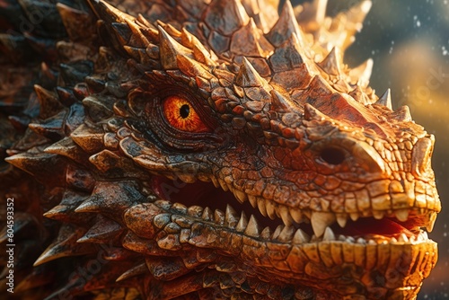 close up view of a powerful angry dragon head  ai tools generated image