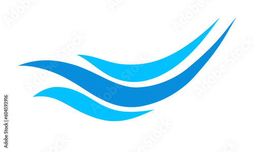 Blue Wave Water Vector Logo Design Editable Stoke Line. Illustration Graphic Simple Curve Ocean Sea Beach Flow Energy Abstract Element Transparent Background