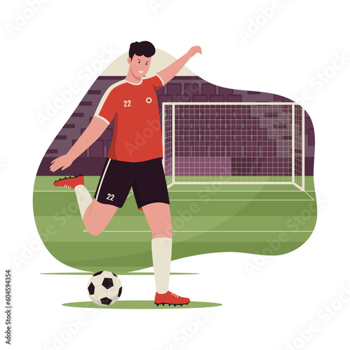 Soccer player vector illustrations. Illustration for website, landing page, mobile app, poster and banner. Trendy flat vector illustration