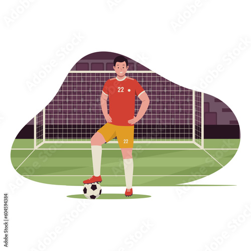 Soccer player vector illustrations. Illustration for website, landing page, mobile app, poster and banner. Trendy flat vector illustration