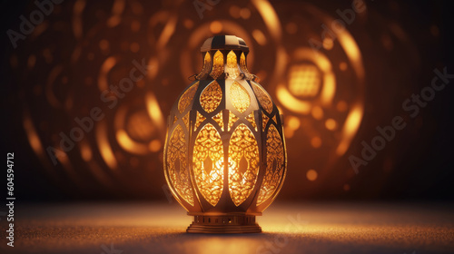Obraz na płótnie islamic golden lantern on dark background, eid mubarak, Eid al Adha, AI Generate