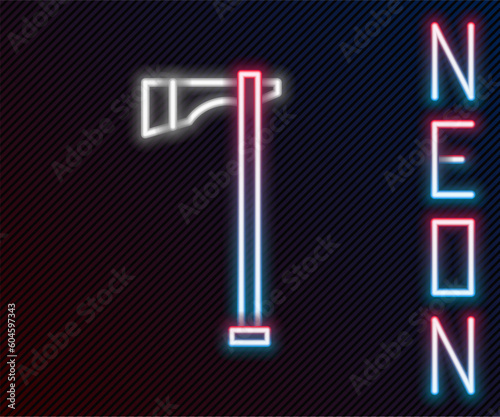 Glowing neon line Native american tomahawk axe icon isolated on black background. Colorful outline concept. Vector Illustration