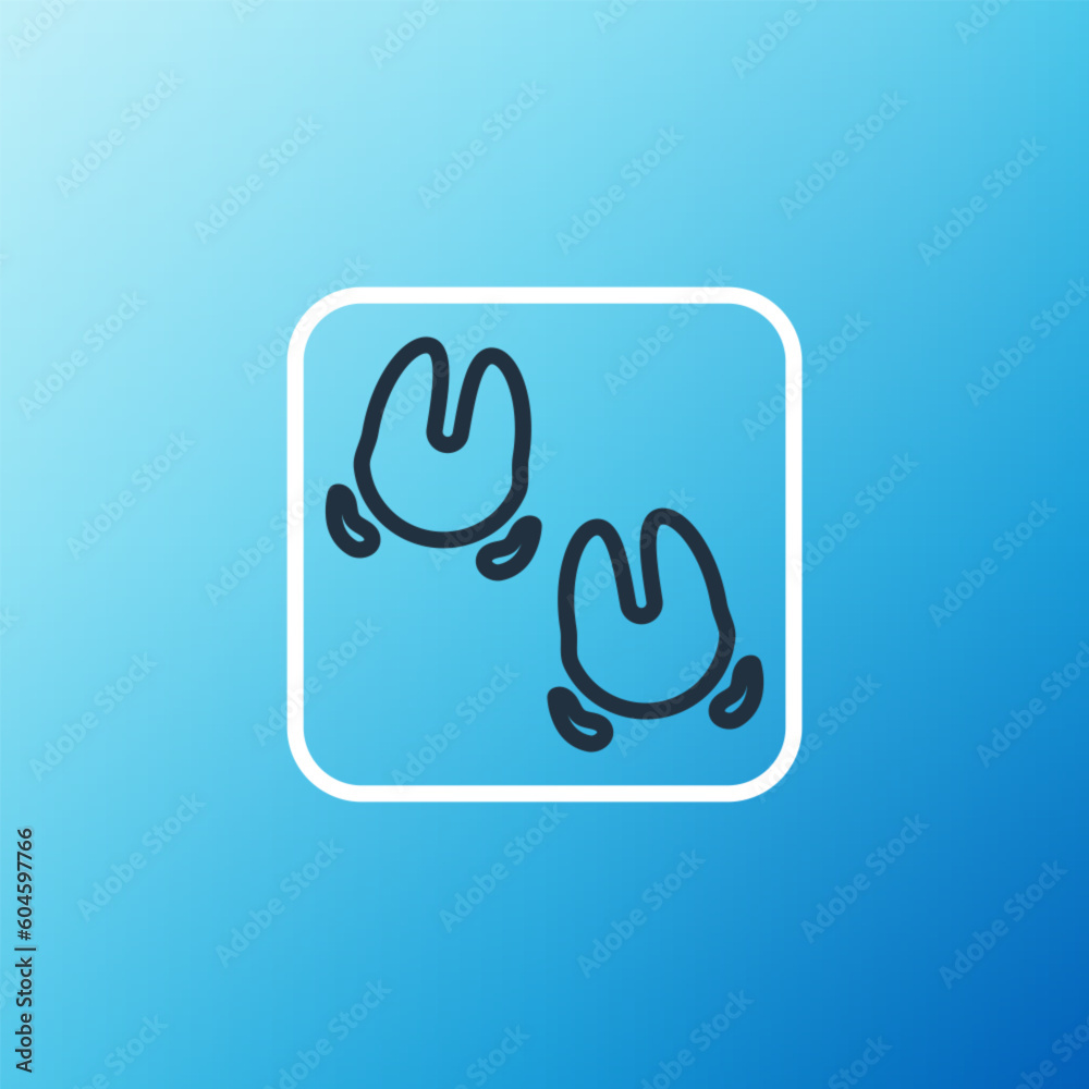 Line Wild boar paw footprint icon isolated on blue background. Colorful outline concept. Vector Line Wild boar paw footprint icon isolated on blue background. Colorful outline concept. Vector