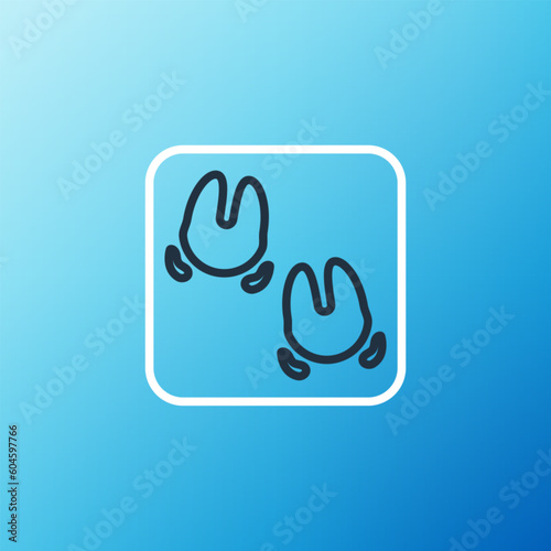 Line Wild boar paw footprint icon isolated on blue background. Colorful outline concept. Vector