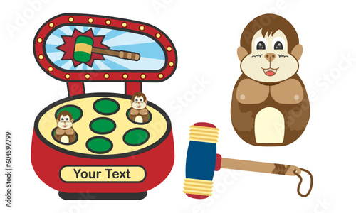 Hitting machine games. Hit the mole. Flat design. Coin operated game. Vector ,illustration photo