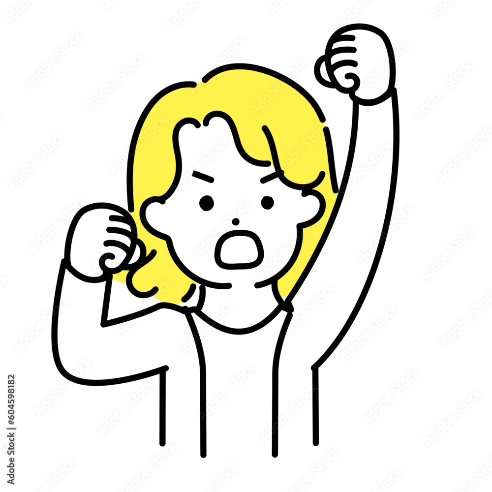かわいい人物のイラストシリーズ _ 中性的な人物 _ 抗議 かわいい人物のイラストシリーズ _ 中性的な人物 _ 抗議