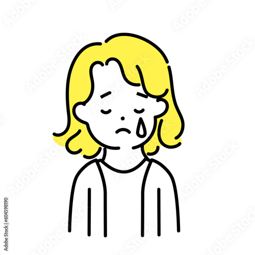 かわいい人物のイラストシリーズ _ 中性的な人物 _ 泣く