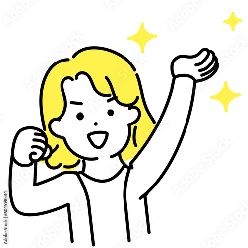 かわいい人物のイラストシリーズ _ 中性的な人物 _ 持ち上げる