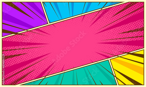 Colorful comic page background pop art style