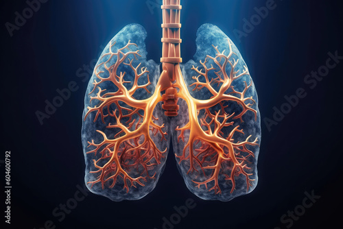Breathing Hope: Highly Detailed Illustration of Lungs Depicting Tuberculosis Concept. Generative Ai