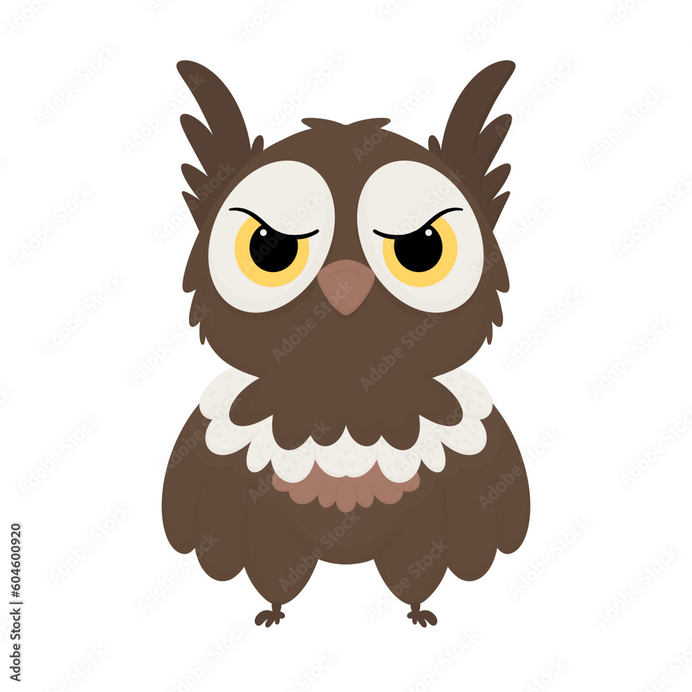 Brown Owl Cartoon Character, Animal Cartoon Illustration Brown Owl Cartoon Character, Animal Cartoon Illustration