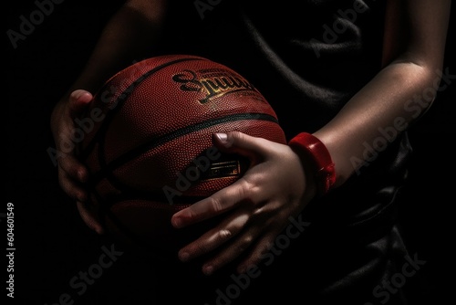 Sports photo, basketball player holding his ball. Generative AI © Mustafa