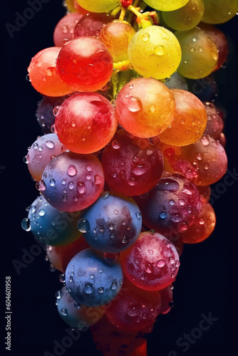 Nature's Intimate Masterpiece: Hyperreal Macro Close-Up of Grapes. Generative Ai