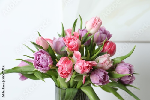 Wallpaper Mural Beautiful bouquet of colorful tulip flowers on blurred background, closeup Torontodigital.ca