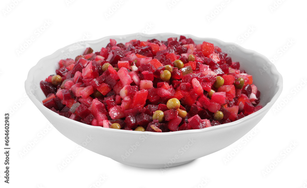 Bowl of delicious fresh vinaigrette salad isolated on white Bowl of delicious fresh vinaigrette salad isolated on white